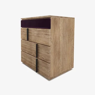 Sofa.com Amalfi Upholstered Bedside Chest of Drawers in Damson Smart Velvet