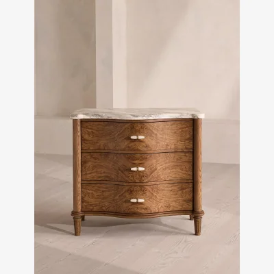 Soho Home Valerie Three Drawer Dresser, Arabescato Corchia Marble