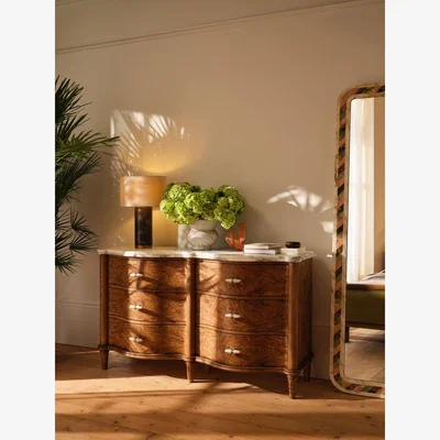 Soho Home Valerie Six Drawer Dresser, Arabescato Corchia