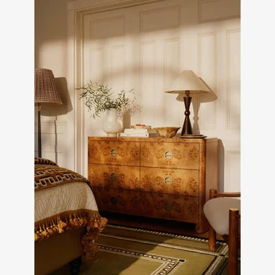 Soho Home Warwick Six Drawer Dresser, Mappa Burl