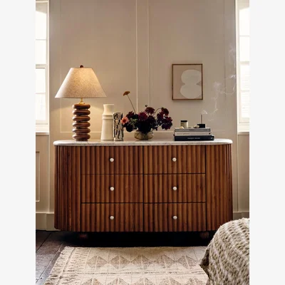 Soho Home Carlisle Six Drawer Dresser, Carrara Marble