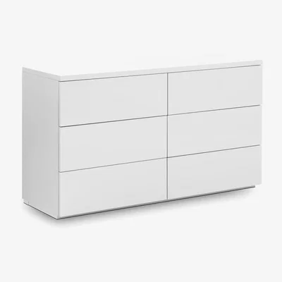 Teddy Beau Julian Bowen Monaco White Wide 6 Drawer Chest