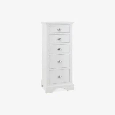 Teddy Beau Bentley Hampstead 5 Drawer Tall White Chest of Drawers