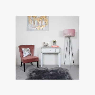 Teddy Beau Deco Home Arctic White Mirrored Glass 1 Drawer Dressing Console Table