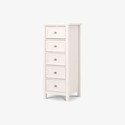 Teddy Beau Julian Bowen Maine Tall 5 Drawer Chest of Drawers / Surf White / Tall 5 Drawers