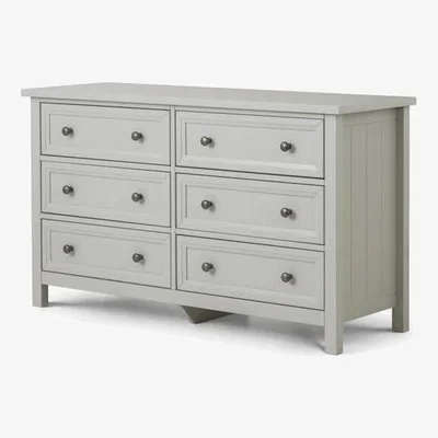 Teddy Beau Julian Bowen Maine 6 Drawer Chest of Drawers / Dove Grey / Wide 6 Drawers