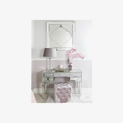 Teddy Beau Deco Home Sahara Marrakech Moroccan Silver Mirrored Dressing Console Table