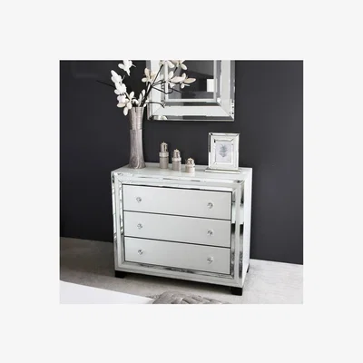 Teddy Beau Deco Home White Maya Mirror 3 Drawer Chest of Draws