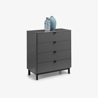 Teddy Beau Julian Bowen Chloe 2 Drawer Bedside Cabinet / Storm Grey/Black / 4 Drawers