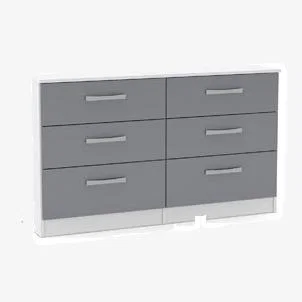 Teddy Beau Birlea Lynx 6 Drawer Chest of Draws in White & Grey