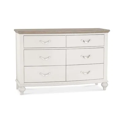 Teddy Beau Bentley Montreux 6 Dawer Wide Soft Grey And Grey Washed Oak Chest of Drawers