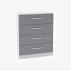 Teddy Beau Birlea Lynx 4 Drawer Chest of Draws in White & Grey