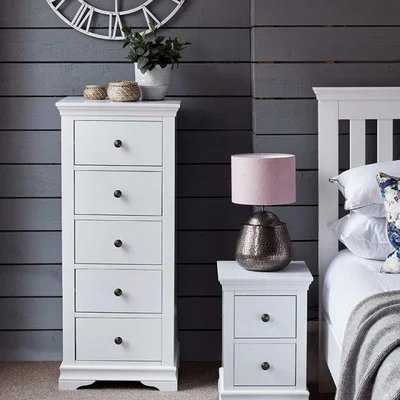 Woods Furniture Didcot 5 Drawer Narrow Chest - White