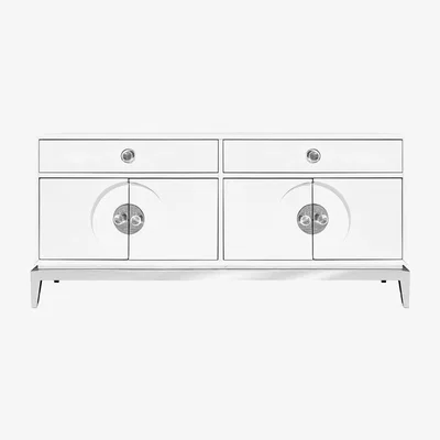 Amara Jonathan Adler - Channing Media Console - White/Polished Nickel