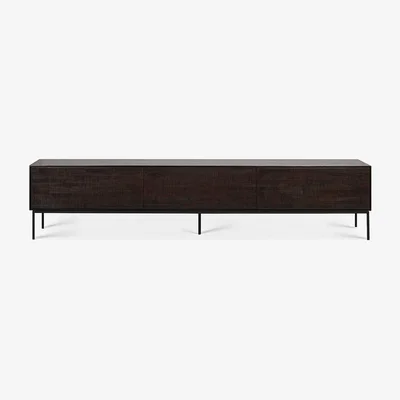 Amara Ethnicraft - Grooves TV Cabinet - Grey - 1 Door & 2 Drawers