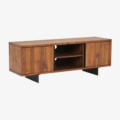 Barker and Stonehouse Navarro 2 Door TV Lowboard Cabinet, Brown Oak Wood | Barker & Stonehouse
