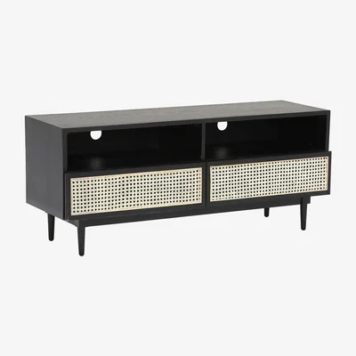Barker and Stonehouse Hague Small 2 Drawer TV Unit, Black