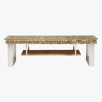 Barker and Stonehouse Caspian Atlantic Buffet Driftwood and Glass TV Unit