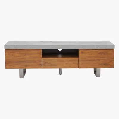 Barker and Stonehouse Halmstad Large TV Stand, Concrete and Walnut