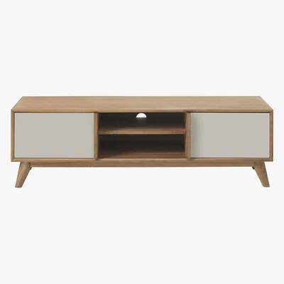 Barker and Stonehouse Lund 2 Door Oak TV Cabinet, Clear Lacquer and Grey