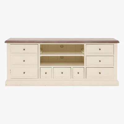 Barker and Stonehouse Carisbrooke Reclaimed Wood Small TV Cabinet, Stucco White