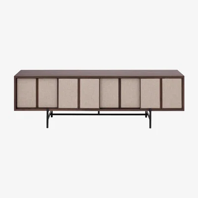 Barker and Stonehouse L.Ercolani Canvas Media Unit, Brown Walnut Wood | Barker & Stonehouse