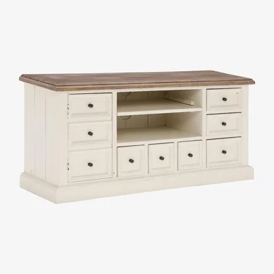 Barker and Stonehouse Carisbrooke Reclaimed Wood Small TV Cabinet, White | Barker & Stonehouse