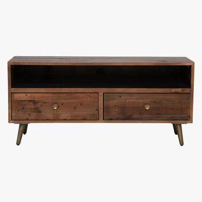 Barker and Stonehouse Modi Reclaimed Wood Lowline TV Cabinet with 2 Drawers