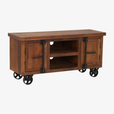 Barker and Stonehouse Hyatt TV Unit On Wheels, Brown | Barker & Stonehouse