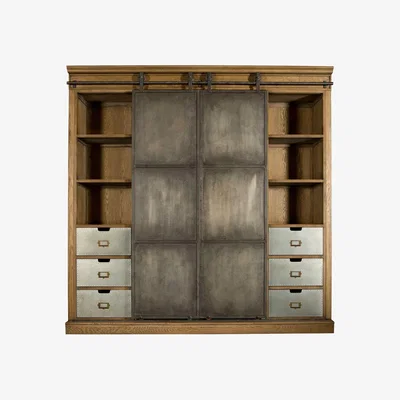 Barker and Stonehouse Biblio Industrial Cabinet, Oak