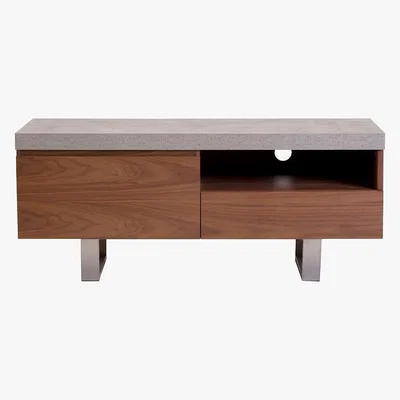 Barker and Stonehouse Halmstad Small TV Stand, Concrete and Walnut