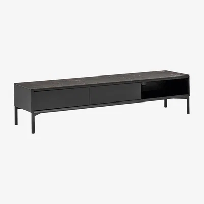 Barker and Stonehouse Calligaris York 2 Drawer Entertainment Unit, Black | Barker & Stonehouse