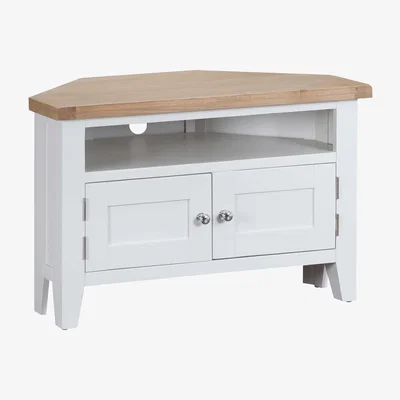 Barker and Stonehouse Althorp Corner TV Unit, White Oak Wood | Barker & Stonehouse