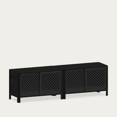 Bombinate.com Black Cloe TV Stand with Black Metal Doors
