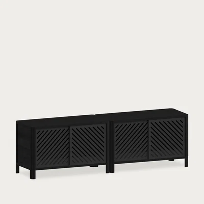 Bombinate.com Black Cloe TV Stand with Black Metal Doors