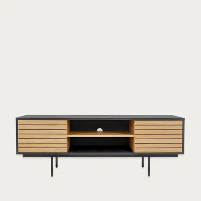 Bombinate.com Oak/Black Stripe TV Unit