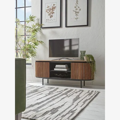 Cox and Cox Slatted Wooden Media Unit