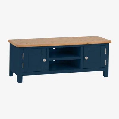 Chiltern Oak Furniture Rutland Blue Painted Oak Large TV Unit