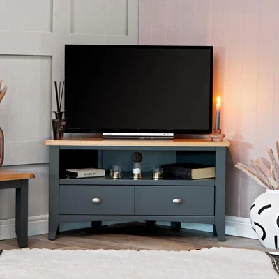 Chiltern Oak Furniture Gloucester Midnight Grey Painted Corner TV Unit