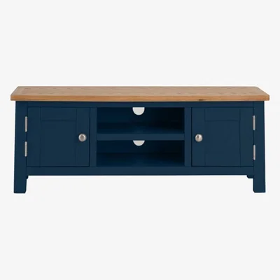 Chiltern Oak Furniture Rutland Blue Painted Oak Large TV Unit