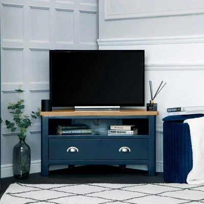 Chiltern Oak Furniture Rutland Blue Painted Oak Corner TV Unit