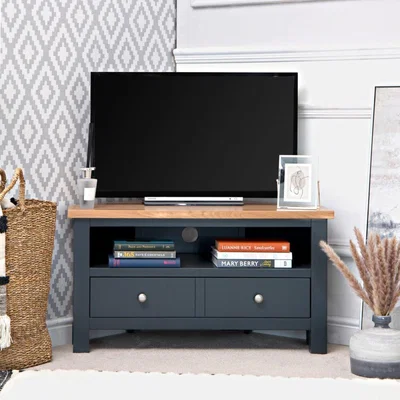 Chiltern Oak Furniture Salisbury Blue Painted Oak Corner Tv Unit