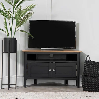 Chiltern Oak Furniture Bergen Black Painted Oak Corner TV Unit