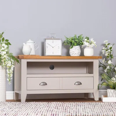 Chiltern Oak Furniture Chester Stone Painted Oak Small TV Unit