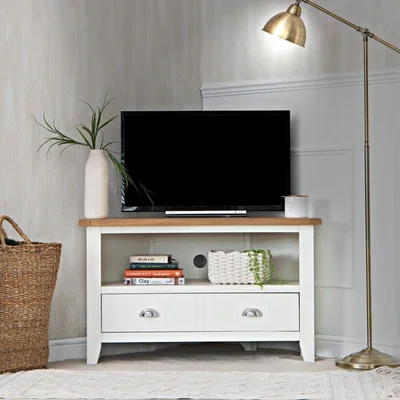 Chiltern Oak Furniture Chester White Painted Oak Corner TV Unit