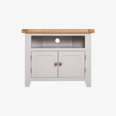 Chiltern Oak Furniture Hampshire Grey Painted Oak Corner TV Unit