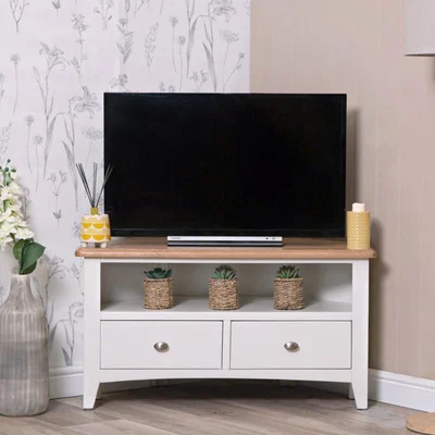 Chiltern Oak Furniture Gloucester White Painted Corner TV Unit