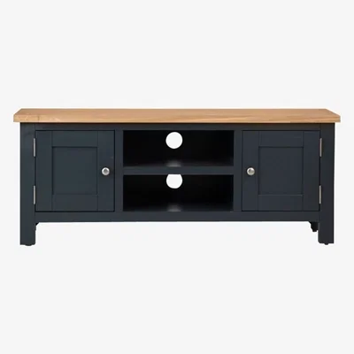 Chiltern Oak Furniture Salisbury Blue Painted Oak Large TV Unit