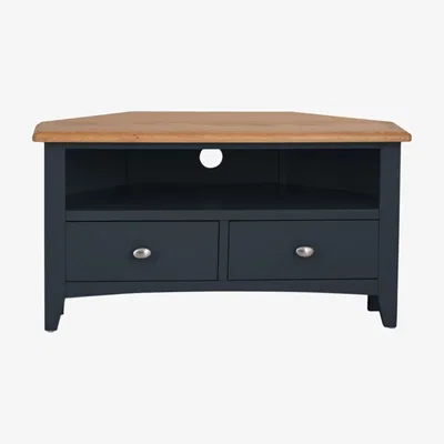 Chiltern Oak Furniture Gloucester Midnight Grey Painted Oak Corner TV Unit