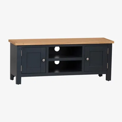 Chiltern Oak Furniture Salisbury Blue Painted Oak Large TV Unit